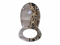Helloshop26 Asiento de inodoro de cuerda de cáñamo Duroplast con diseño de estrella de mar mecanismo de cierre suave y cierres rápidos 19_0000724 Amarillo Sale