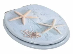 Helloshop26 Asiento de inodoro de MDF con tapa de cierre suave diseño de estrella de mar 02_0002899 Multicolor Outlet