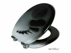 Helloshop26 Tapa De Inodoro|Asiento de inodoro de MDF con estampado de piedra negra 19_0000742