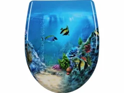 Helloshop26 Asiento de inodoro de plástico termoendurecible con bisagras de acero inoxidable diseño decorativo 19_0000687 Multicolor Discount