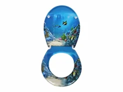 Helloshop26 Asiento de inodoro de plástico termoendurecible con bisagras de acero inoxidable diseño decorativo 19_0000687 Multicolor Discount