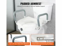Tapa De Inodoro|Asiento de Inodoro Elevado SucceBuy, Altura 12,7 cm, Capacidad 158 kg, Ancho Ajustable 48,1 a 55,9 cm,