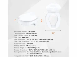 Asiento de inodoro elevado SucceBuy 10 cm, instalación rápida, plástico resistente, capacidad 136 kg, universal e higiénico Blanco Sale