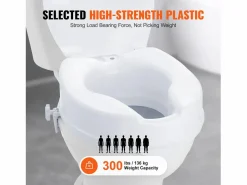 Asiento de inodoro elevado SucceBuy 10 cm, instalación rápida, plástico resistente, capacidad 136 kg, universal e higiénico Blanco Sale