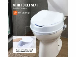 Asiento de inodoro elevado SucceBuy 10 cm, instalación rápida, plástico resistente, capacidad 136 kg, universal e higiénico Blanco Sale