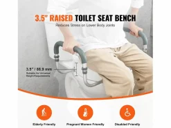 Asiento de Inodoro Elevado SucceBuy, 88,9 mm de Altura, Capacidad 136 kg, Barandillas de Aluminio,^ New