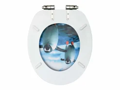 Asiento de inodoro Penguin de MDF con tapa de cierre suave 02_0002937^Helloshop26 Best