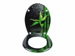 Helloshop26 Tapa De Inodoro|Asiento de inodoro premium tapa de inodoro con bisagras ajustables y cierre suave para baño familiar fabricado en bambú 19_0000735