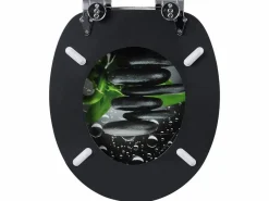 Asiento de inodoro tapa de inodoro de madera robusta con mecanismo de cierre suave para baño 19_0000703^Helloshop26 Online