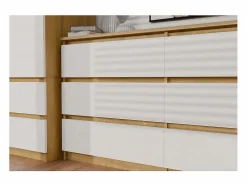 TOPESHOP Cómoda|ASTER – Cómoda ancha para dormitorio, salón o oficina – 6 cajones – 138x40x75 cm – Artesanal y blanco