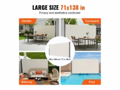 Auvent Laterales Retractil SucceBuy, 180 x 350 cm, Escreen de Privacidad para Terraza y Separador de Valla,^ Clearance