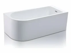 Shower & Design Bañera acrílica blanca de esquina, 240L, 170 x 75 x 58 cm, ángulo recto, ANIKA Blanco Outlet