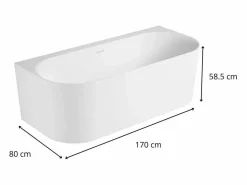 Bañera Semi Exenta|Bañera acrílica blanca de pared FORMA de 170 cm