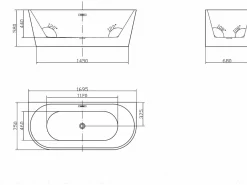 Bañera acrílica blanca, 245L, 170 x 75 x 58 cm, DIVINA^Shower & Design Sale