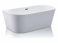 Shower & Design Bañera Semi Exenta|Bañera acrílica blanca, 255L, 180 x 75 x 58 cm, DIVINA