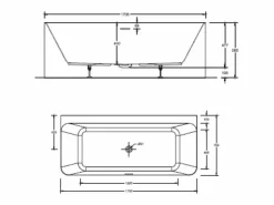 Bañera Semi Exenta|Bañera acrílica de pared URBAN blanca de 170 cm