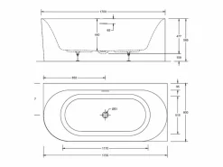 Bañera acrílica semi-exenta blanca 170cm - Ángulo recto FORMA^ Outlet