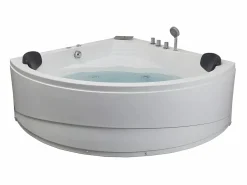 Shower & Design Bañera angular hidromasaje sistema de cascada AGLENA - 2 plazas - 350L - 150 x 150 x 60 cm Blanco Online