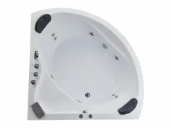 Shower & Design Bañera angular hidromasaje sistema de cascada AGLENA - 2 plazas - 350L - 150 x 150 x 60 cm Blanco Online