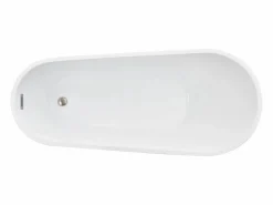 Bañera Autoportante SucceBuy en Acrílico, Bañera Isla Moderna y Elegante, 170x74 cm, Gran Capacidad 215 L, con Rebosadero y Desagüe en Níquel Cepillado^ Sale