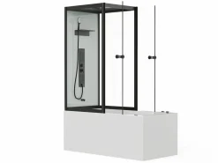Shower & Design Cabina De Ducha|Bañera Ducha|Bañera con ducha balneario - Negro - L150 x P75 x Alt. 215 cm - 36 jets - DARIA