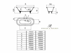 Bañera con patas CHELSEA 170 cm patas LEÓN DORADAS^ROGIER & MOTHES Clearance