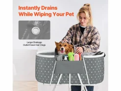 Bañera de Aseo, SucceBuy Bañera Plegable para Mascotas Pequeñas, Gris^ Discount