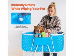 Higiene Y Cuidado De Mascotas|Bañera de Aseo, SucceBuy Bañera Plegable para Perro Claro para Pequeños Animales