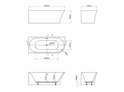 Shower & Design Bañera de esquina izquierda - 228 L - 170 x 75 x 59 cm - Blanca - Acrílico - PONTICOLA Blanco Hot