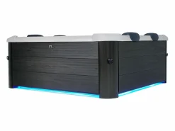 Mspa Spa Semirrígido|Bañera de hidromasaje 6 plazas antracita con LED, L160 m x l160m x Alt. 65 cm, NAPUKA de