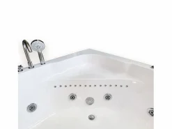 ELITESHOPPING Bañera De Hidromasaje|Bañera Rinconera|Bañera de hidromasaje 150 x 150 cm Cromoterapia 8 jets – White Maple