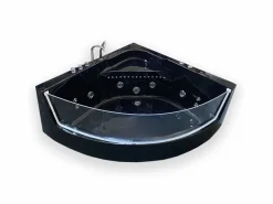 ELITESHOPPING Bañera de hidromasaje 150 x 150 cm Cromoterapia 8 jets – Black Maple Negro Hot
