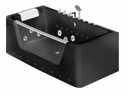 Shower & Design Bañera de hidromasaje acristalada con leds negra DYONA Negro New