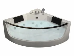 Bañera de hidromasaje angular de cristal, 2 plazas, 330 L, 138 x 138 x 59 cm - EVELINA^Shower & Design New