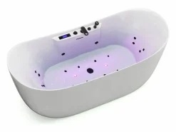 Shower & Design Bañera de hidromasaje asimétrica blanca - 190 L - 180 x 80 x 74 cm - BOLAZA Blanco Sale