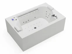 Shower & Design Bañera De Hidromasaje|Bañera de hidromasaje blanca - 2 plazas - 450 L - 185 x 120 x 65 cm - DEFORIA