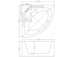 Bañera de hidromasaje blanca para 1 persona 135 X 135 cm 6 jets - Sage^ELITESHOPPING New
