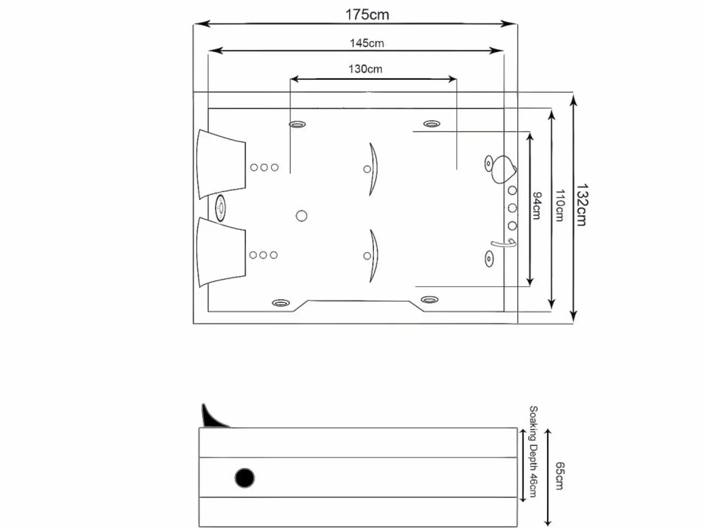 ELITESHOPPING Bañera de hidromasaje blanca 175 X 132 cm Cromoterapia 14 jets - Fleur Blanco Hot