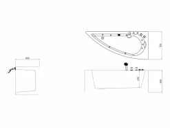 Shower & Design Bañera de hidromasaje , 1 plaza, Ancho 160 x Alt. 63 x Prof. 75 cm, ángulo recto, TABANA Blanco Sale