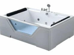 ELITESHOPPING Bañera de hidromasaje con cristal panorámico 170 X 120 cm 8 jets - Amber Blanco Best