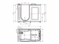 Shower & Design Bañera de hidromasaje con puerta - 1 plaza - 355L - 134,5 x 67,3 x 106 cm - BURAM Blanco Online