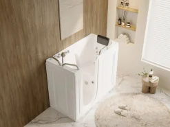 Shower & Design Bañera de hidromasaje con puerta - 1 plaza - 355L - 134,5 x 67,3 x 106 cm - BURAM Blanco Online
