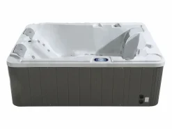 VOGUE SPA Bañera De Hidromasaje De Exterior|Bañera de hidromasaje de 3 plazas perlado con cubierta, 65 chorros, Ancho 210 x Prof. 158 x Alt. 73 cm, motor BALBOA, FIDJI
