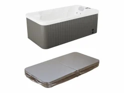 VOGUE SPA Bañera de hidromasaje de 2 plazas perlado con cubierta, 18 jets, Ancho 210 x Prof. 110 x Alt. 74 cm, motor BALBOA, TAHITI Blanco Best