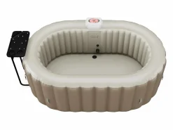 VOGUE SPA Spa Hinchable|Bañera de hidromasaje hinchable ovalado 2 plazas, Ancho 190 x Prof. 120 x Alt. 65 cm, 90 chorros de aire, gris , B-LUCKY