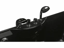 Vente-unique Bañera de hidromasaje - Ángulo izquierdo, 1 plaza, 150 x 75 x 54,5 cm, 750W, GAVINO Negro Best