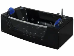Bañera de hidromasaje negra 180 X 90 cm frontal de cristal 14 jets - Cherry^ELITESHOPPING Online
