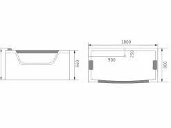 Bañera de hidromasaje negra 180 X 90 cm frontal de cristal 14 jets - Cherry^ELITESHOPPING Online