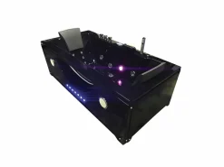 ELITESHOPPING Bañera de hidromasaje negra 180 X 90 cm Cromoterapia 16 jets - Gardenia Negro Hot