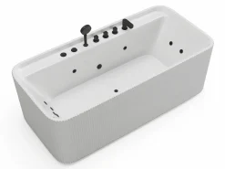 Shower & Design Bañera De Hidromasaje|Bañera de hidromasaje rayada blanca - 265 L - 170 x 80 x 58 cm - SIZORA